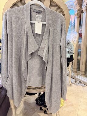 Barefoot Dreams Light Gray Open-Front Cardigan